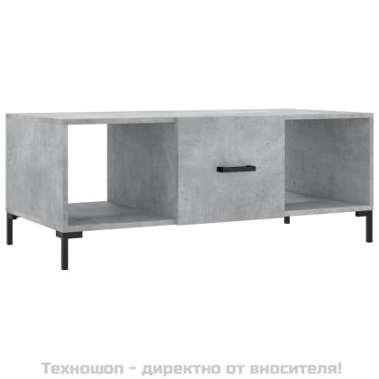 Кафе маса, бетонно сива, 102x50x40 см, инженерно дърво