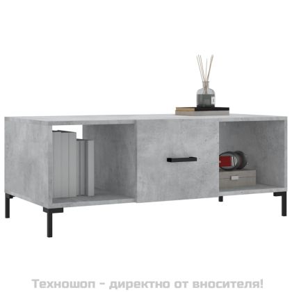 Кафе маса, бетонно сива, 102x50x40 см, инженерно дърво