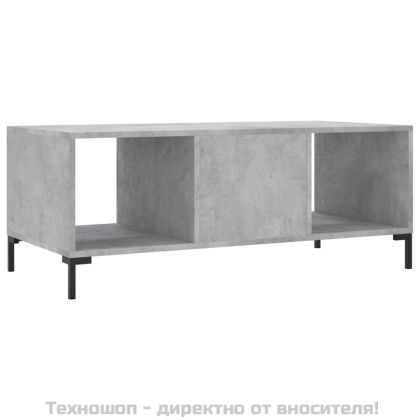 Кафе маса, бетонно сива, 102x50x40 см, инженерно дърво