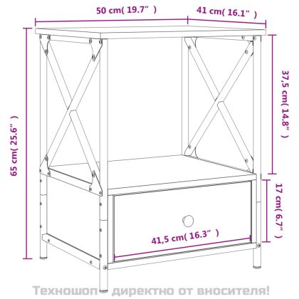 Нощни масички, 2 бр, сонома дъб, 50x41x65 см, инженерно дърво