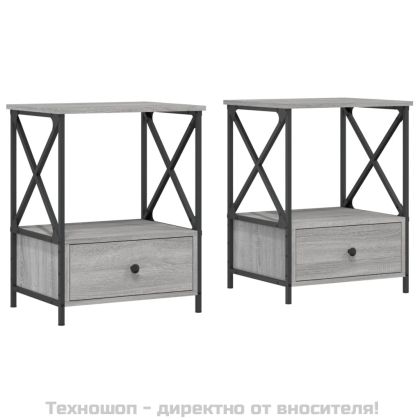 Нощни масички, 2 бр, cив сонома, 50x41x65 см, инженерно дърво