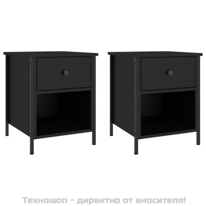 Нощни шкафчета 2 бр черни 40x42x50 см инженерно дърво