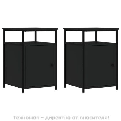 Нощни шкафчета, 2 бр, черни, 40x42x60 см, инженерно дърво