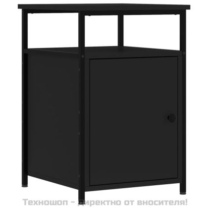 Нощни шкафчета, 2 бр, черни, 40x42x60 см, инженерно дърво