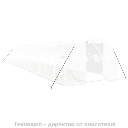 Оранжерия със стоманена рамка бяла 42 м² 14x3x2 м