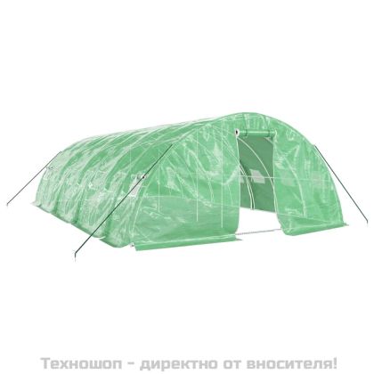 Оранжерия със стоманена рамка зелена 40 м² 8x5x2,3 м