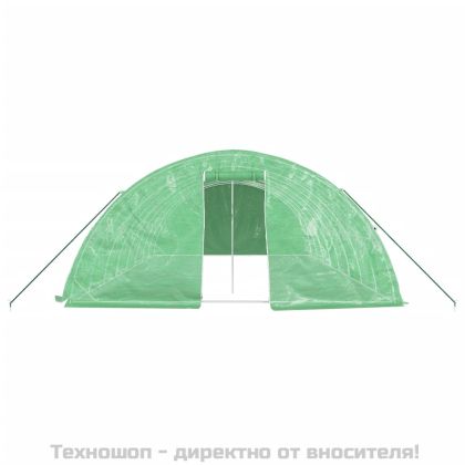 Оранжерия със стоманена рамка зелена 40 м² 8x5x2,3 м