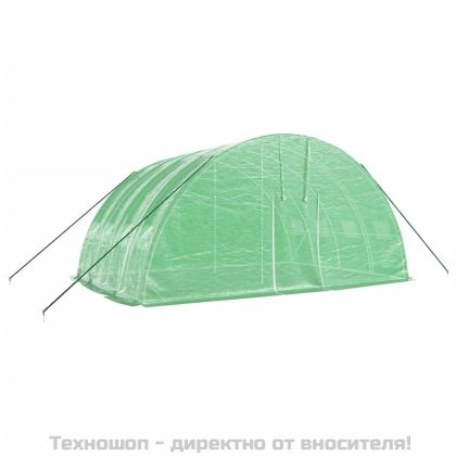 Оранжерия със стоманена рамка, зелена, 24 м², 6x4x2,85 м