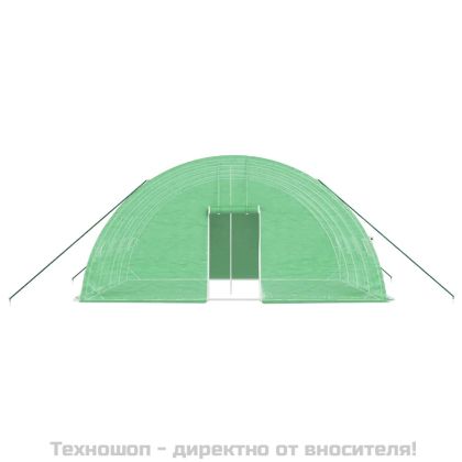 Оранжерия със стоманена рамка, зелена, 24 м², 6x4x2,85 м