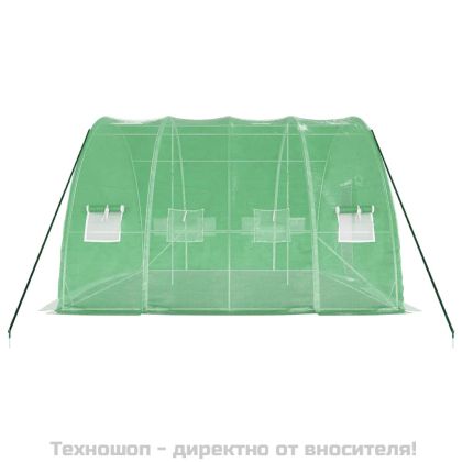 Оранжерия със стоманена рамка, зелена, 24 м², 6x4x2,85 м