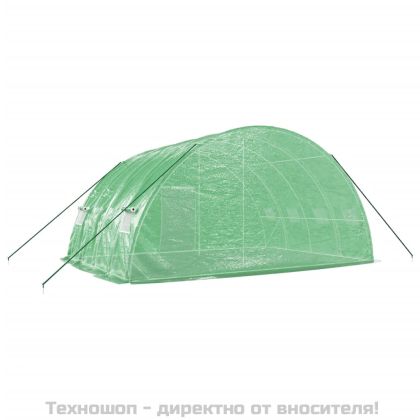 Оранжерия със стоманена рамка, зелена, 24 м², 6x4x2,85 м