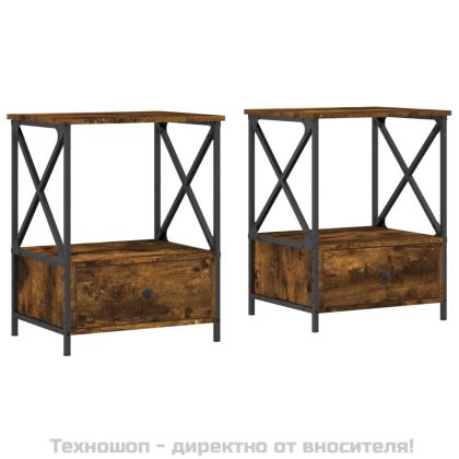 Нощни масички, 2 бр, опушен дъб, 50x41x65 см, инженерно дърво
