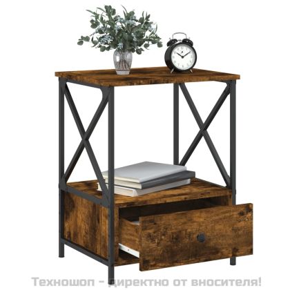 Нощни масички, 2 бр, опушен дъб, 50x41x65 см, инженерно дърво