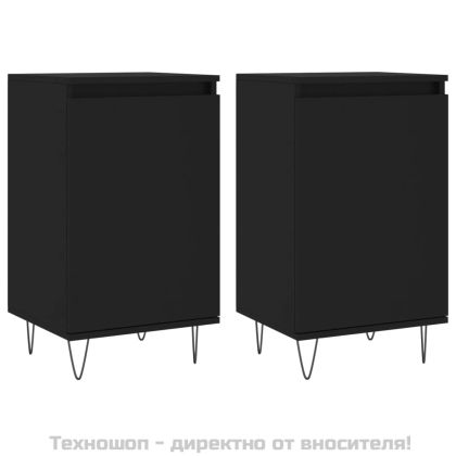 Бюфети, 2 бр, черни, 40x35x70 см, инженерно дърво