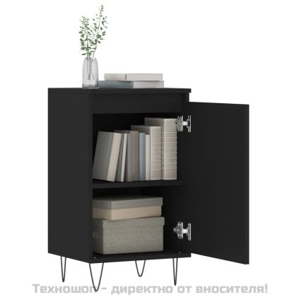 Бюфети, 2 бр, черни, 40x35x70 см, инженерно дърво