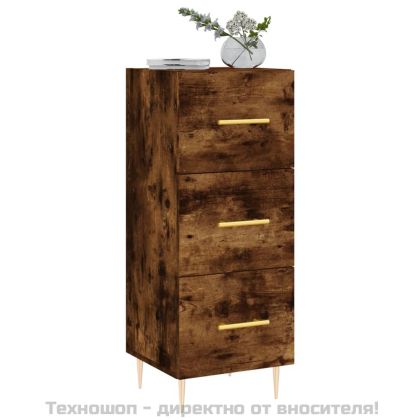 Сайдборд, опушен дъб, 34,5x34x90 см, инженерно дърво