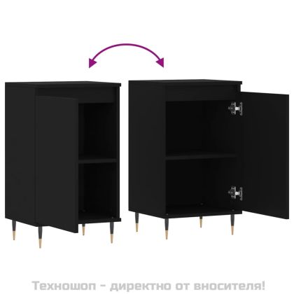 Бюфети, 2 бр, черни, 40x35x70 см, инженерно дърво