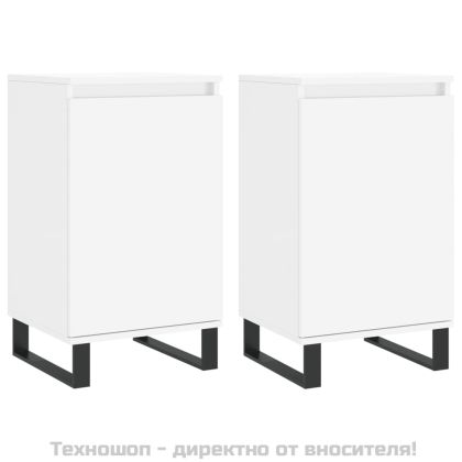 Бюфети, 2 бр, бели, 40x35x70 см, инженерно дърво