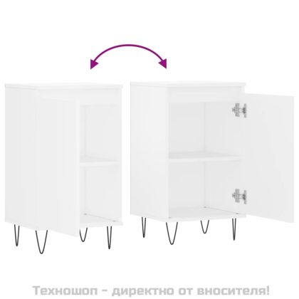 Бюфети, 2 бр, бели, 40x35x70 см, инженерно дърво