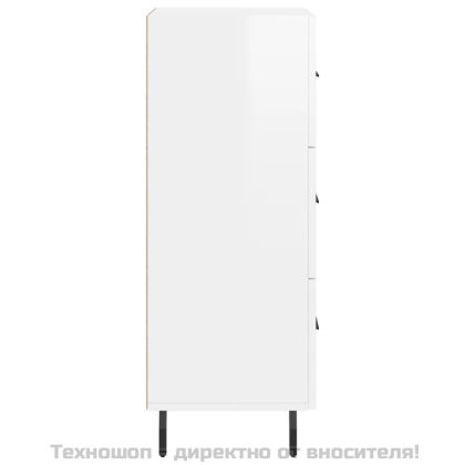 Сайдборд, бял гланц, 34,5x34x90 см, инженерно дърво
