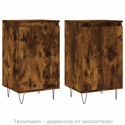 Бюфети 2 бр опушен дъб 40x35x70 см инженерно дърво