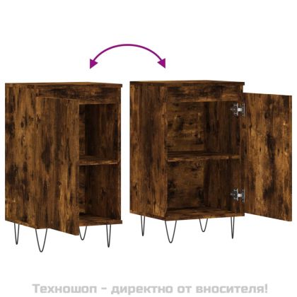 Бюфети 2 бр опушен дъб 40x35x70 см инженерно дърво