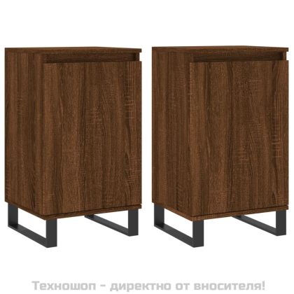 Бюфети 2 бр кафяв дъб 40x35x70 см инженерно дърво