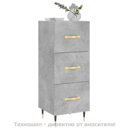 Сайдборд, бетонно сив, 34,5x34x90 см, инженерно дърво