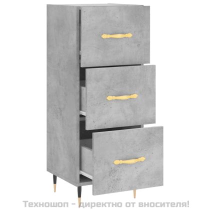 Сайдборд, бетонно сив, 34,5x34x90 см, инженерно дърво