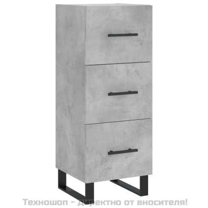Сайдборд, бетонно сив, 34,5x34x90 см, инженерно дърво