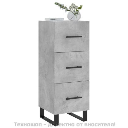 Сайдборд, бетонно сив, 34,5x34x90 см, инженерно дърво