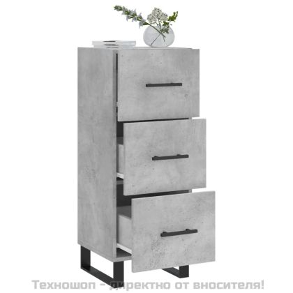 Сайдборд, бетонно сив, 34,5x34x90 см, инженерно дърво