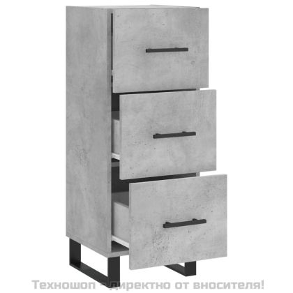 Сайдборд, бетонно сив, 34,5x34x90 см, инженерно дърво