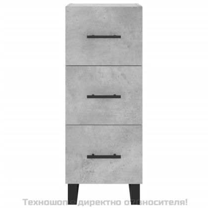 Сайдборд, бетонно сив, 34,5x34x90 см, инженерно дърво
