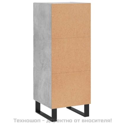 Сайдборд, бетонно сив, 34,5x34x90 см, инженерно дърво