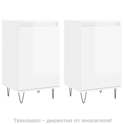 Бюфети 2 бр бял гланц 40x35x70 см инженерно дърво