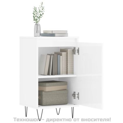 Бюфети 2 бр бял гланц 40x35x70 см инженерно дърво