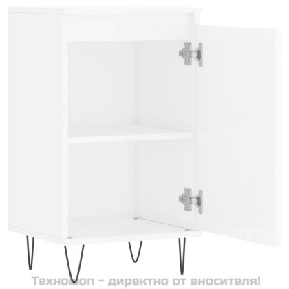 Бюфети 2 бр бял гланц 40x35x70 см инженерно дърво