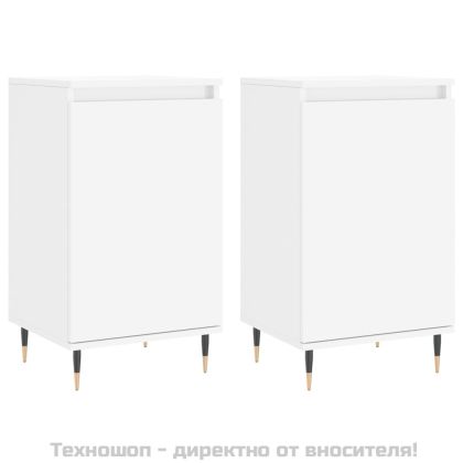 Бюфети, 2 бр, бели, 40x35x70 см, инженерно дърво