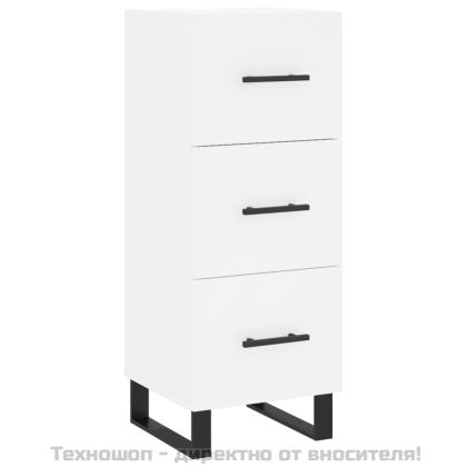 Сайдборд, бял, 34,5x34x90 см, инженерно дърво