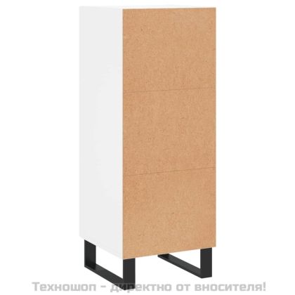 Сайдборд, бял, 34,5x34x90 см, инженерно дърво