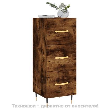 Сайдборд, опушен дъб, 34,5x34x90 см, инженерно дърво