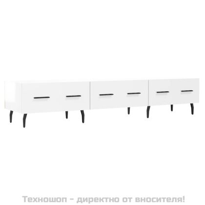 ТВ шкаф, бял гланц, 150x36x30 см, инженерно дърво