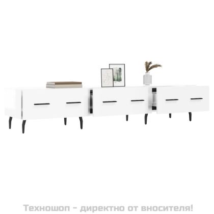 ТВ шкаф, бял гланц, 150x36x30 см, инженерно дърво