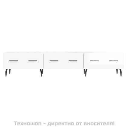 ТВ шкаф, бял гланц, 150x36x30 см, инженерно дърво