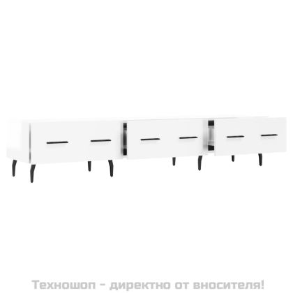 ТВ шкаф, бял гланц, 150x36x30 см, инженерно дърво