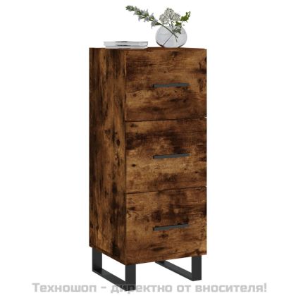 Сайдборд, опушен дъб, 34,5x34x90 см, инженерно дърво