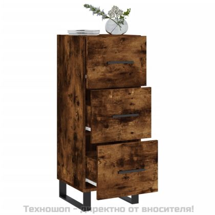 Сайдборд, опушен дъб, 34,5x34x90 см, инженерно дърво