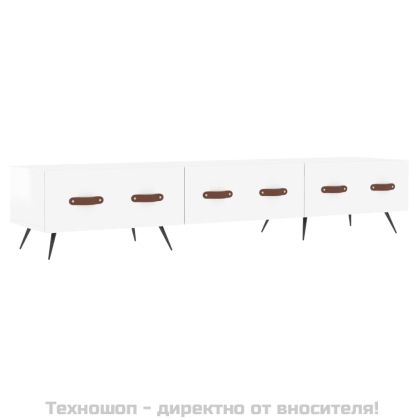 ТВ шкаф, бял гланц, 150x36x30 см, инженерно дърво