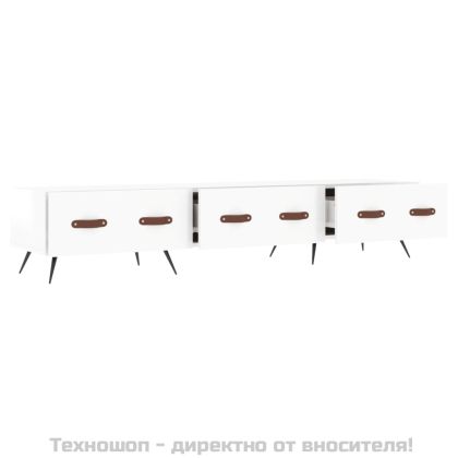 ТВ шкаф, бял гланц, 150x36x30 см, инженерно дърво